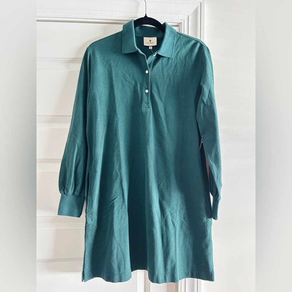 NWT Tuckernuck June Bug Long sleeve Polo Dress Dark Green - Picture 5 of 7